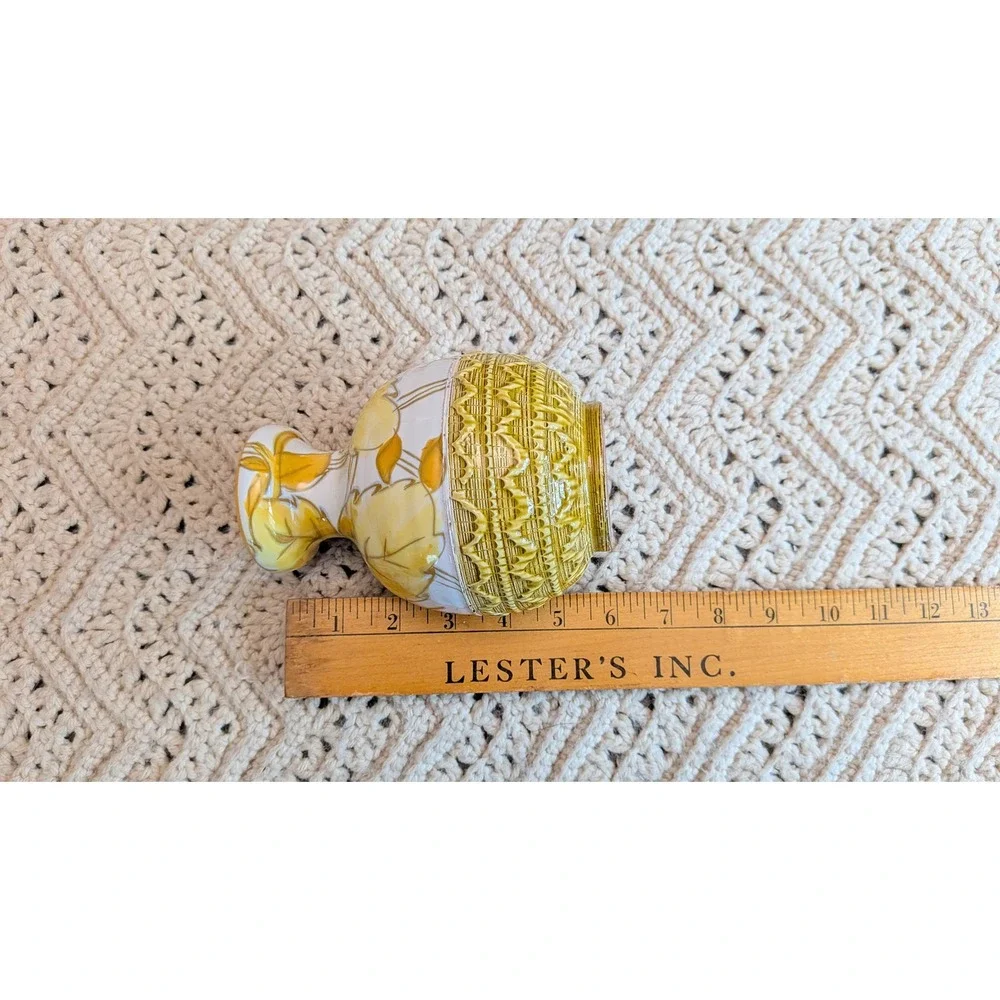 Vintage Italian FRATELLI FANCIULLACCI Pottery Vase Set Hand Painted Yellow Leaf